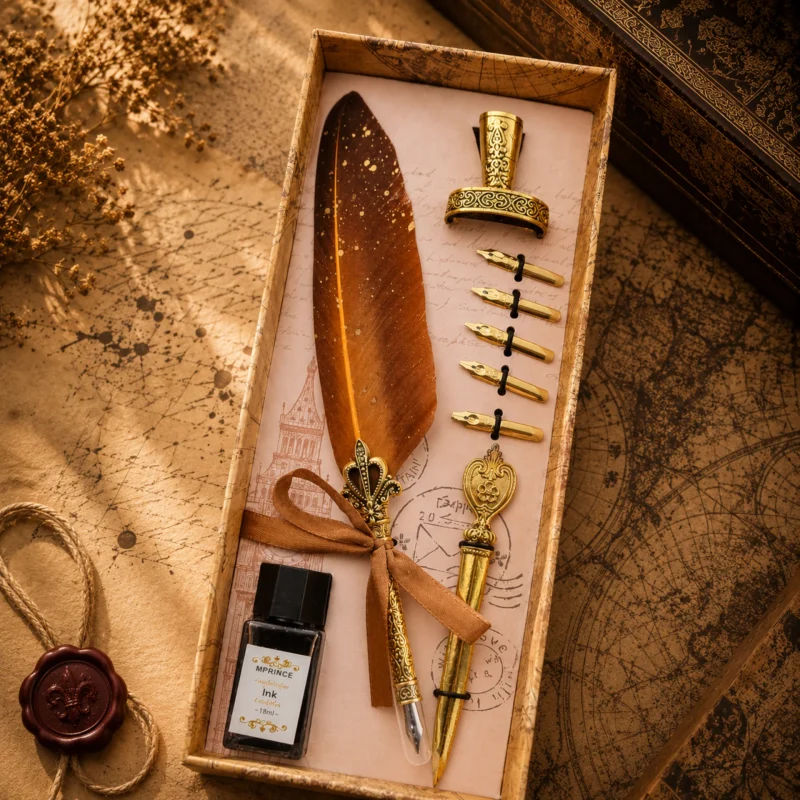 SET PLUMA ESCARCHADO